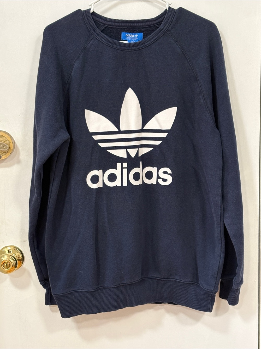 adidas Navy Crewneck with White Trefoil Logo